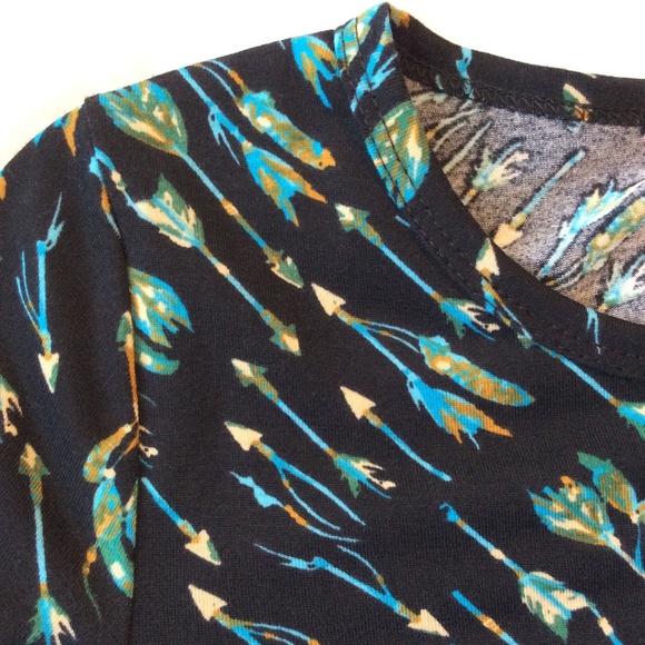 LuLaRoe Julia Dress XXS Black Turquoise Blue Arrow - Picture 6 of 7